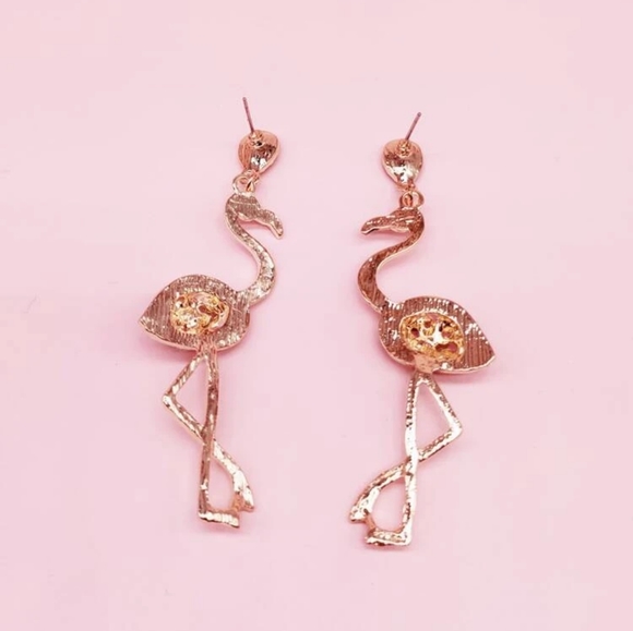 "Optera" Rhinestone Flamingo Pink Earrings - Picture 3 of 4